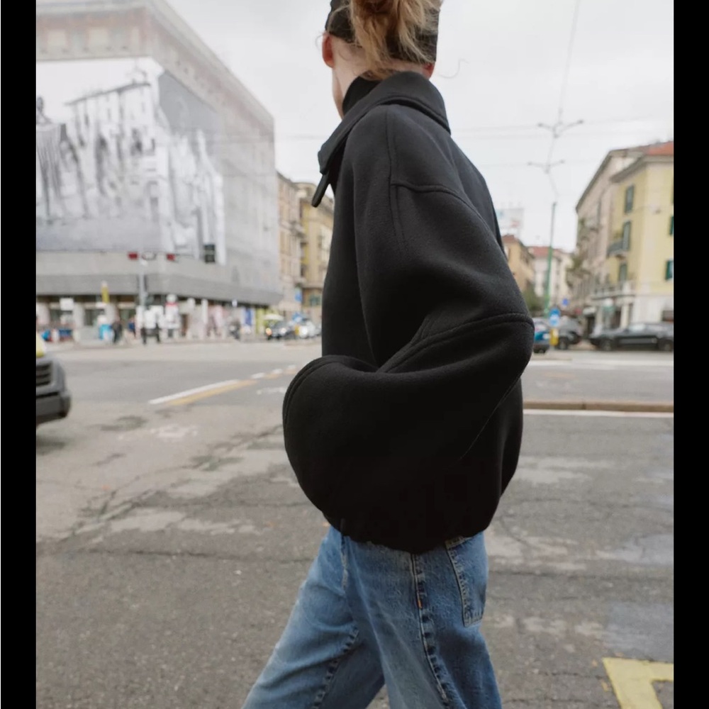 Zara CONTRAST COLLAR WOOL BALLOON BOMBER JACKET - Picture 7 of 12